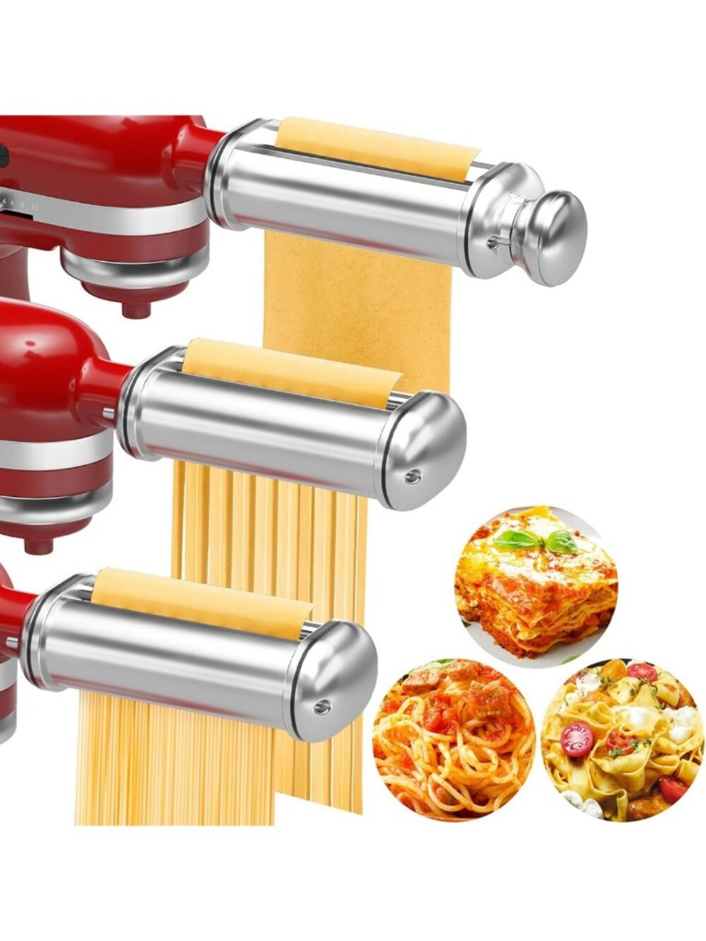 Pasta Maker Attachment Set for Stand Mixers - Dough Roller, Fettuccine